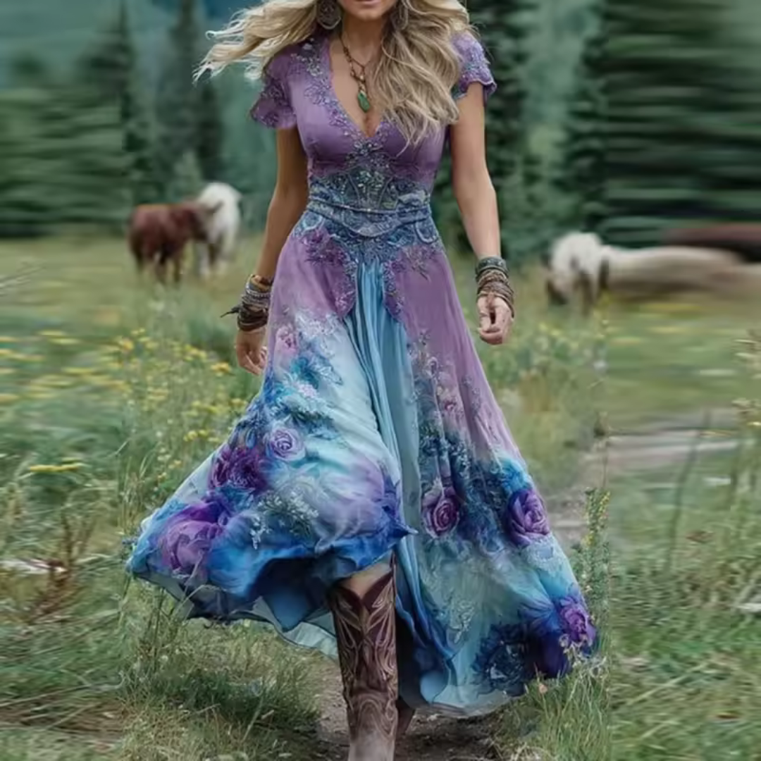 NORAYA - Stilvolles, von Vintage inspiriertes Boho-Kleid