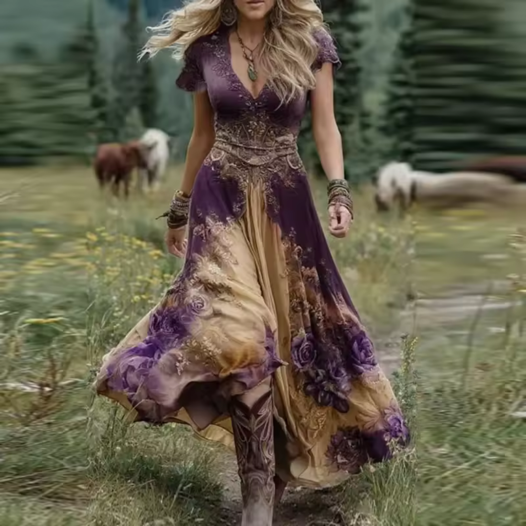 NORAYA - Stilvolles, von Vintage inspiriertes Boho-Kleid