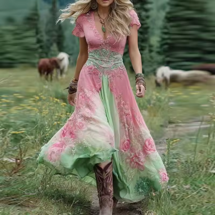 NORAYA - Stilvolles, von Vintage inspiriertes Boho-Kleid