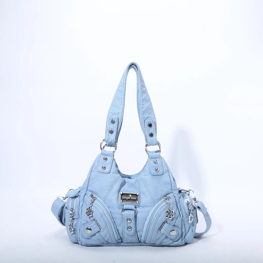 Schultertasche mit Tierdruck und Silberner Hardware | Lässig