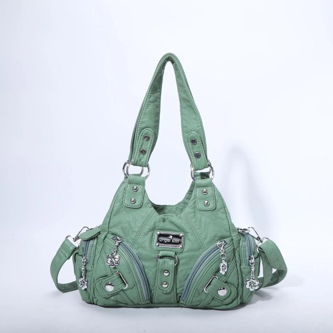 Schultertasche mit Tierdruck und Silberner Hardware | Lässig