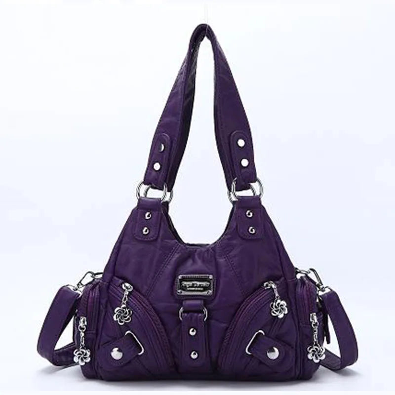 Schultertasche mit Tierdruck und Silberner Hardware | Lässig