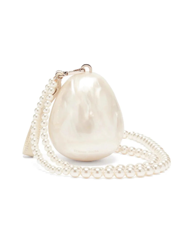Damen Tasche - Perlmutt Minitas mit Perlenkette und Quaste | Schick