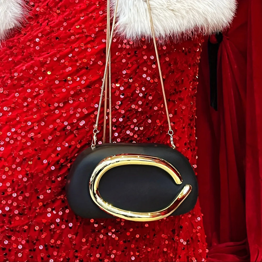 Damen Tasche - Clutch mit Gold-Detail | Schick