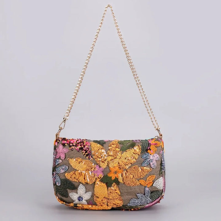 Schultertasche Damen - Romantische Hobo Bag mit Blumenmuster | Sommer