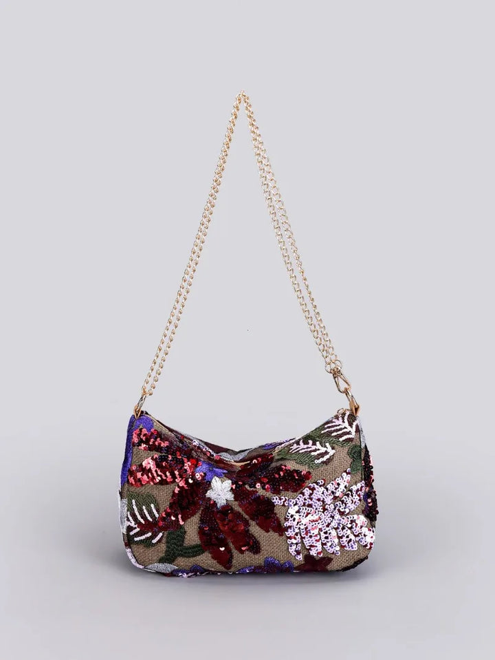 Schultertasche Damen - Romantische Hobo Bag mit Blumenmuster | Sommer