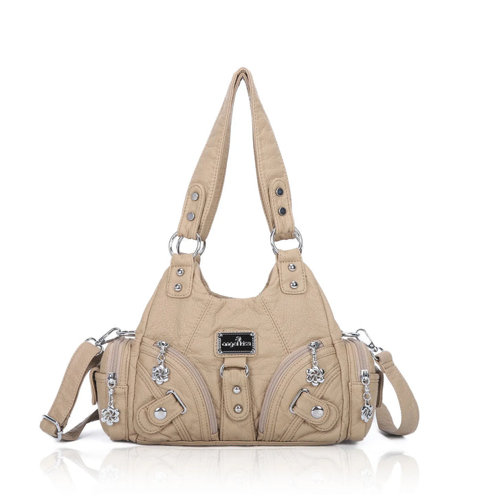 Schultertasche mit Tierdruck und Silberner Hardware | Lässig