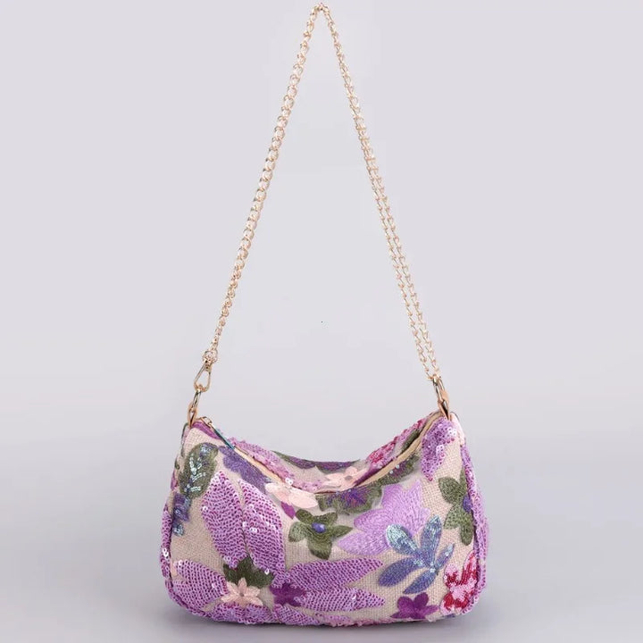 Schultertasche Damen - Romantische Hobo Bag mit Blumenmuster | Sommer