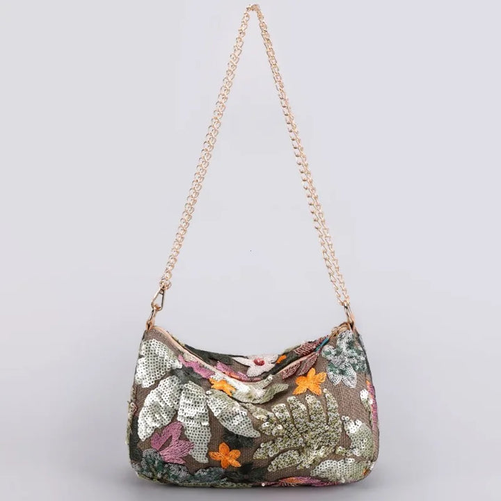 Schultertasche Damen - Romantische Hobo Bag mit Blumenmuster | Sommer
