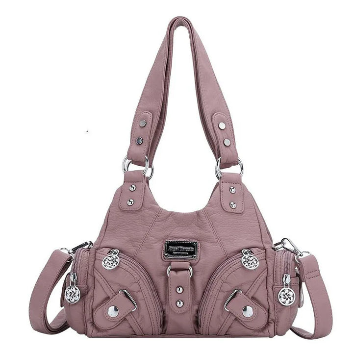 Schultertasche mit Tierdruck und Silberner Hardware | Lässig