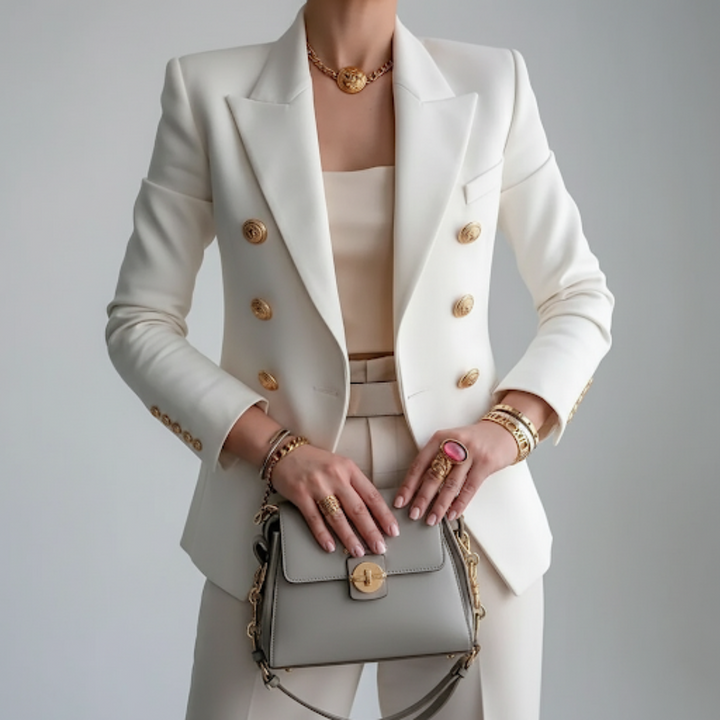Kayla - Damen Doppelreihiger Blazer mit goldenen Knöpfen