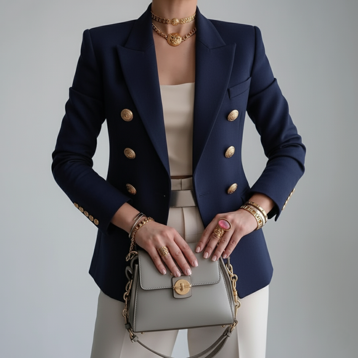 Kayla - Damen Doppelreihiger Blazer mit goldenen Knöpfen