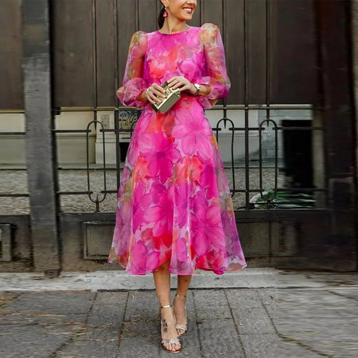 Damen Hochzeitsgast Kleid Formelles Florales Midi Kleid