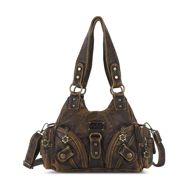 Schultertasche mit Tierdruck und Silberner Hardware | Lässig