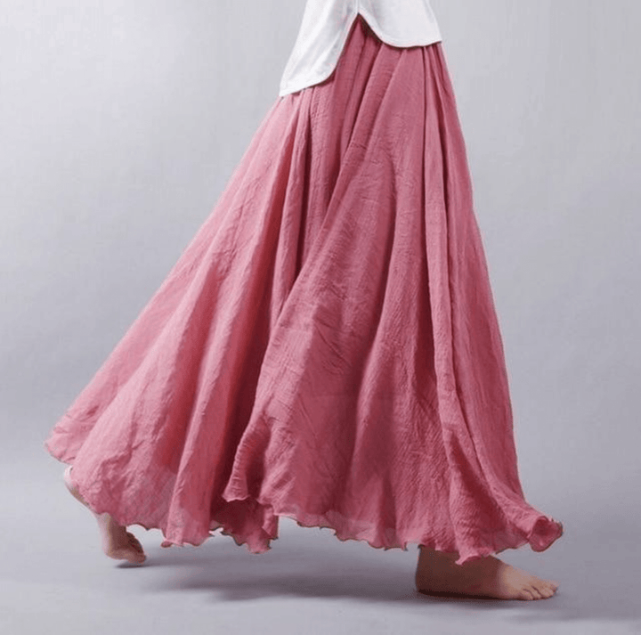 Lina Maxi Rock Bohemian Leinen für Damen
