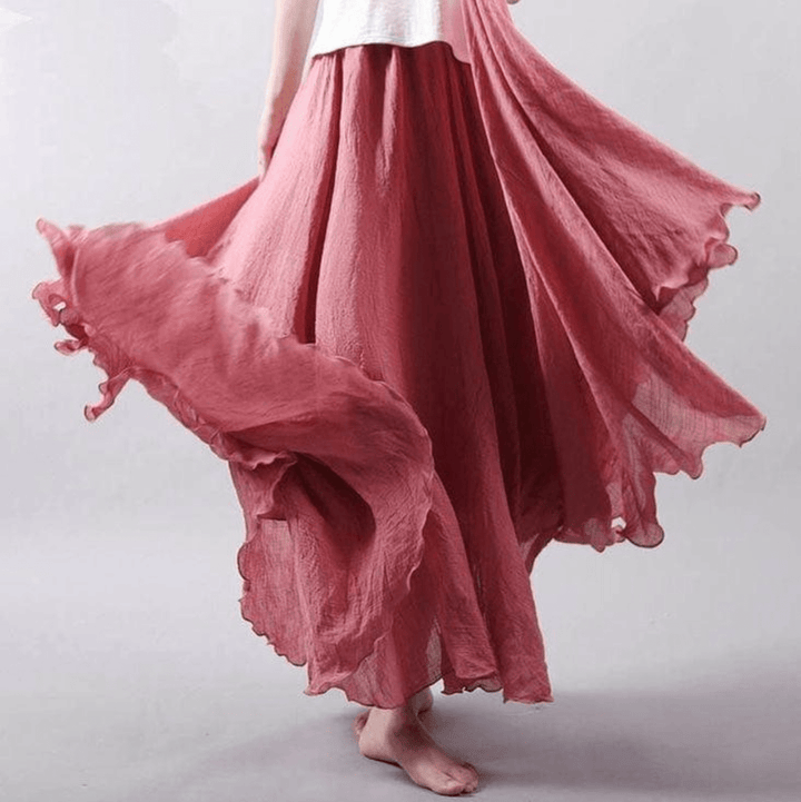 Lina Maxi Rock Bohemian Leinen für Damen