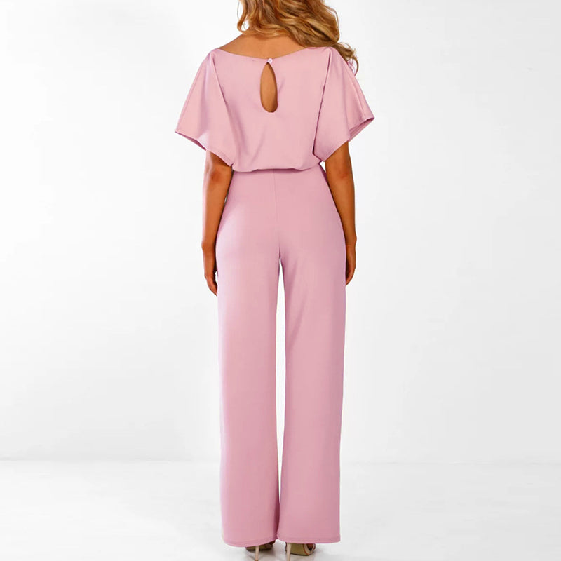 Susanne - Damen Jumpsuit mit Gürtel und Weitem Bein