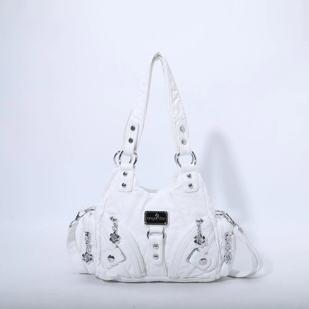 Schultertasche mit Tierdruck und Silberner Hardware | Lässig