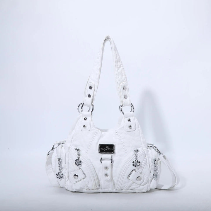 Schultertasche mit Tierdruck und Silberner Hardware | Lässig