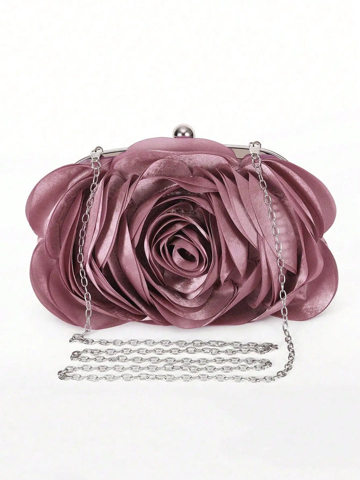 Abendtasche mit Blume und Kette | Elegant