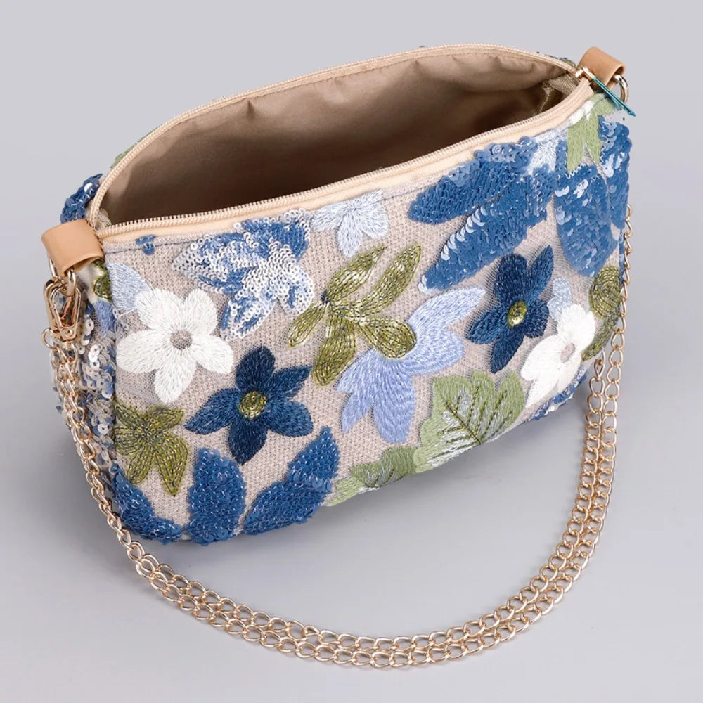 Schultertasche Damen - Romantische Hobo Bag mit Blumenmuster | Sommer