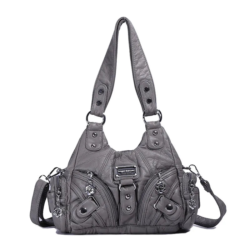 Schultertasche mit Tierdruck und Silberner Hardware | Lässig