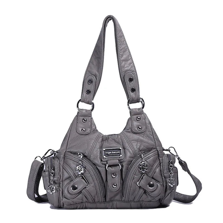 Schultertasche mit Tierdruck und Silberner Hardware | Lässig