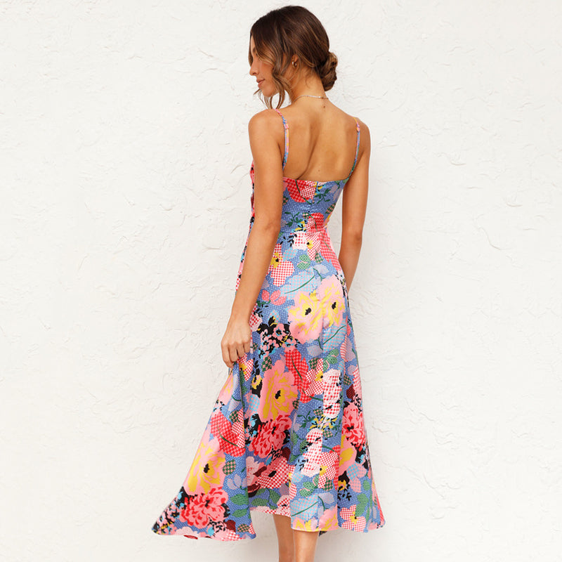 Damen Hochzeitsgast Blumen Maxi Kleid