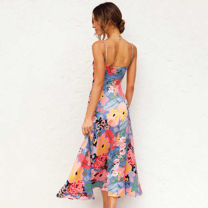 Damen Hochzeitsgast Blumen Maxi Kleid