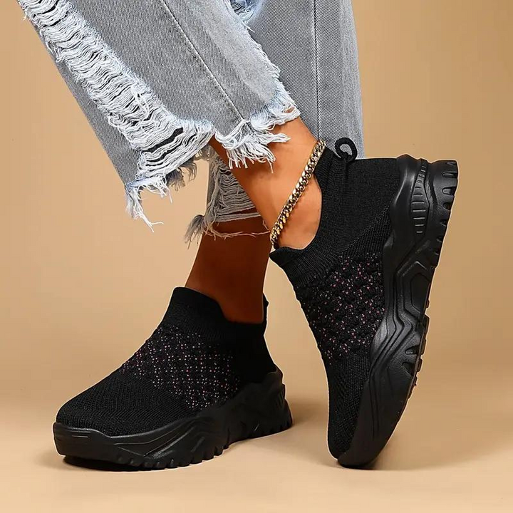 Slip-On Sneaker, Strick, Atmungsaktive, Orthopädische Schuhe, Damenschuhe