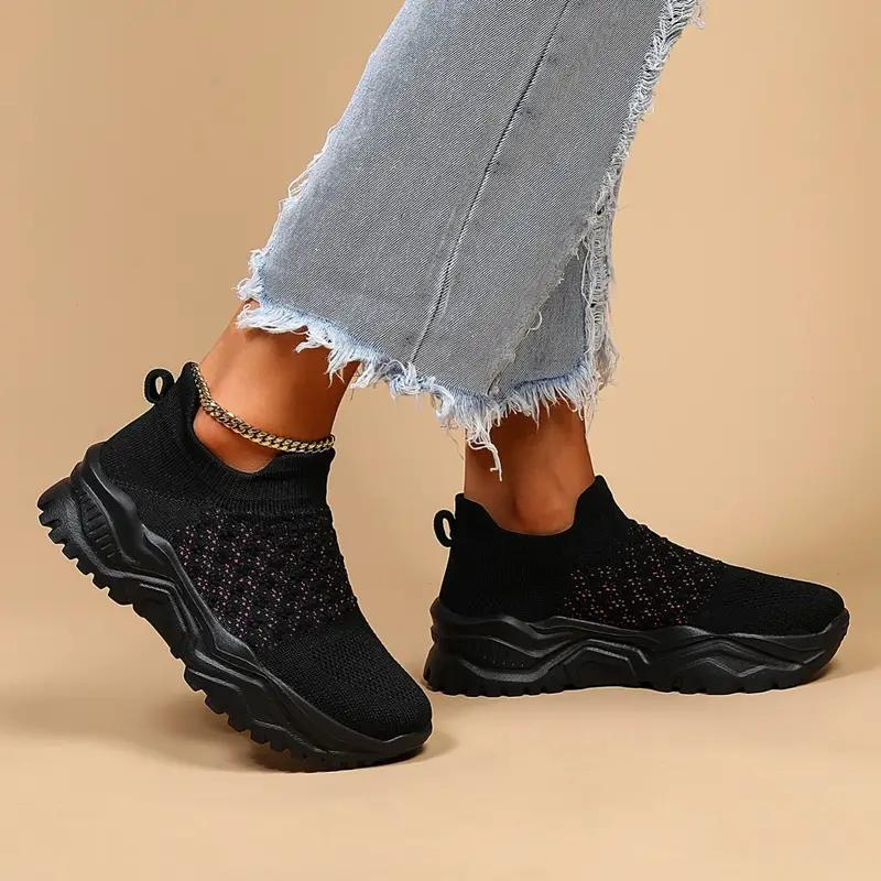 Slip-On Sneaker, Strick, Atmungsaktive, Orthopädische Schuhe, Damenschuhe