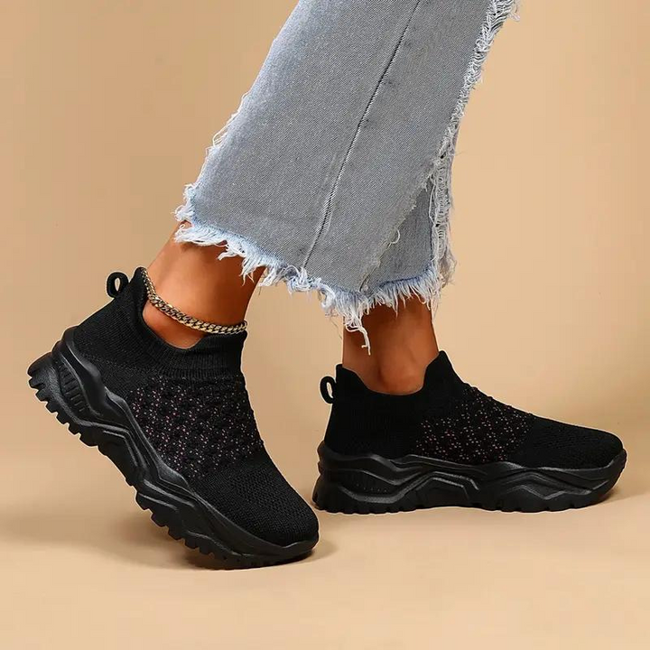 Slip-On Sneaker, Strick, Atmungsaktive, Orthopädische Schuhe, Damenschuhe