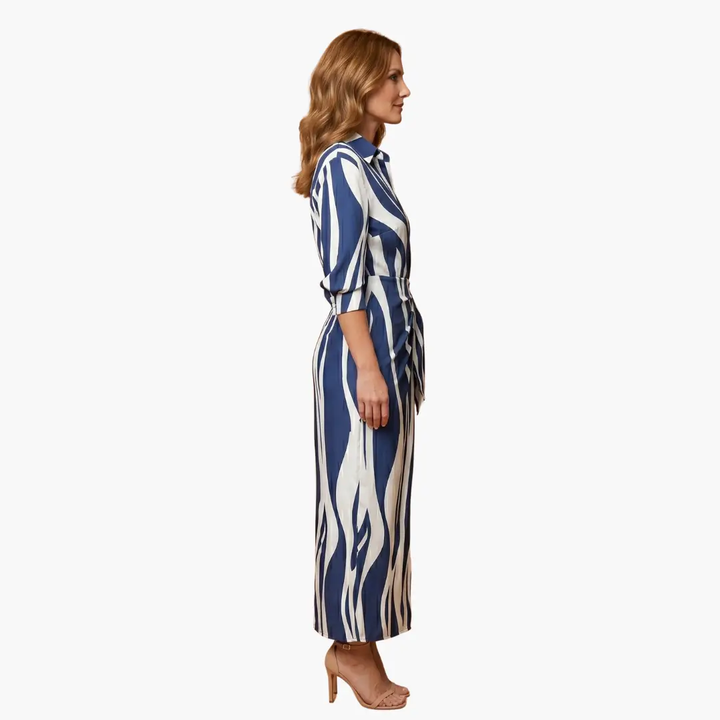 Gestreiftes Hemdkleid – Damen Maxikleid aus Baumwolle