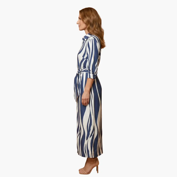 Gestreiftes Hemdkleid – Damen Maxikleid aus Baumwolle