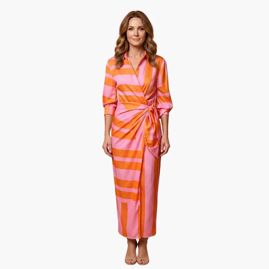 Gestreiftes Hemdkleid – Damen Maxikleid aus Baumwolle