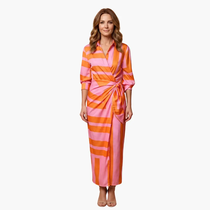 Gestreiftes Hemdkleid – Damen Maxikleid aus Baumwolle