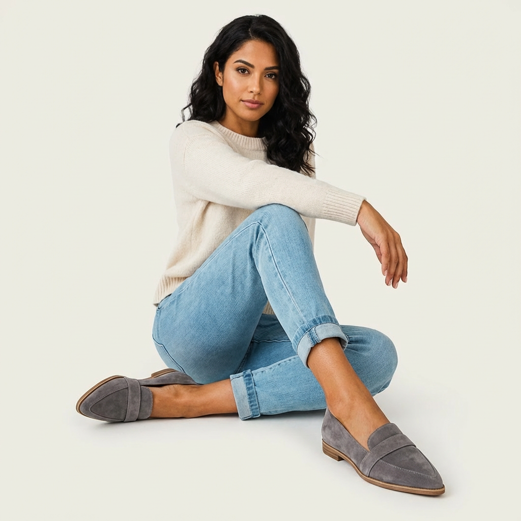 Stilvolle Wildleder-Look Damen Loafer – Elira