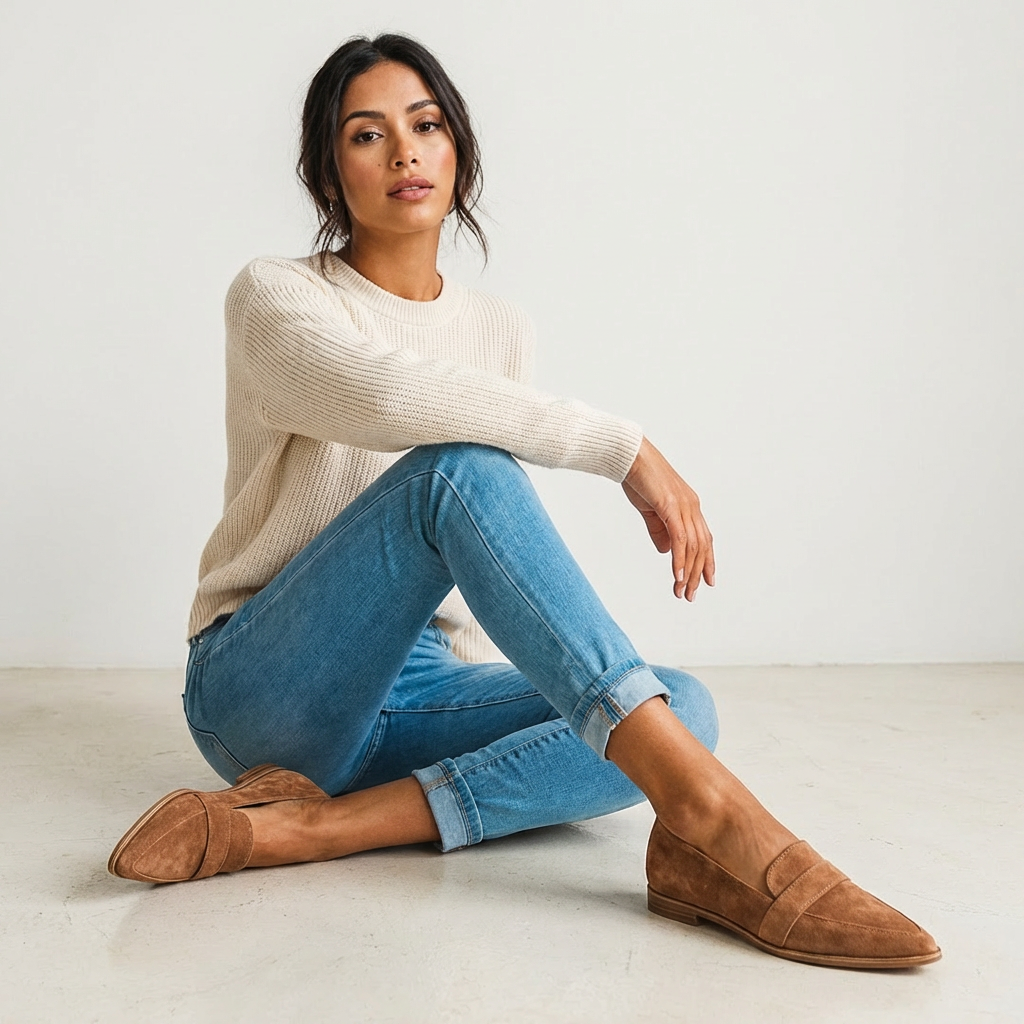 Stilvolle Wildleder-Look Damen Loafer – Elira
