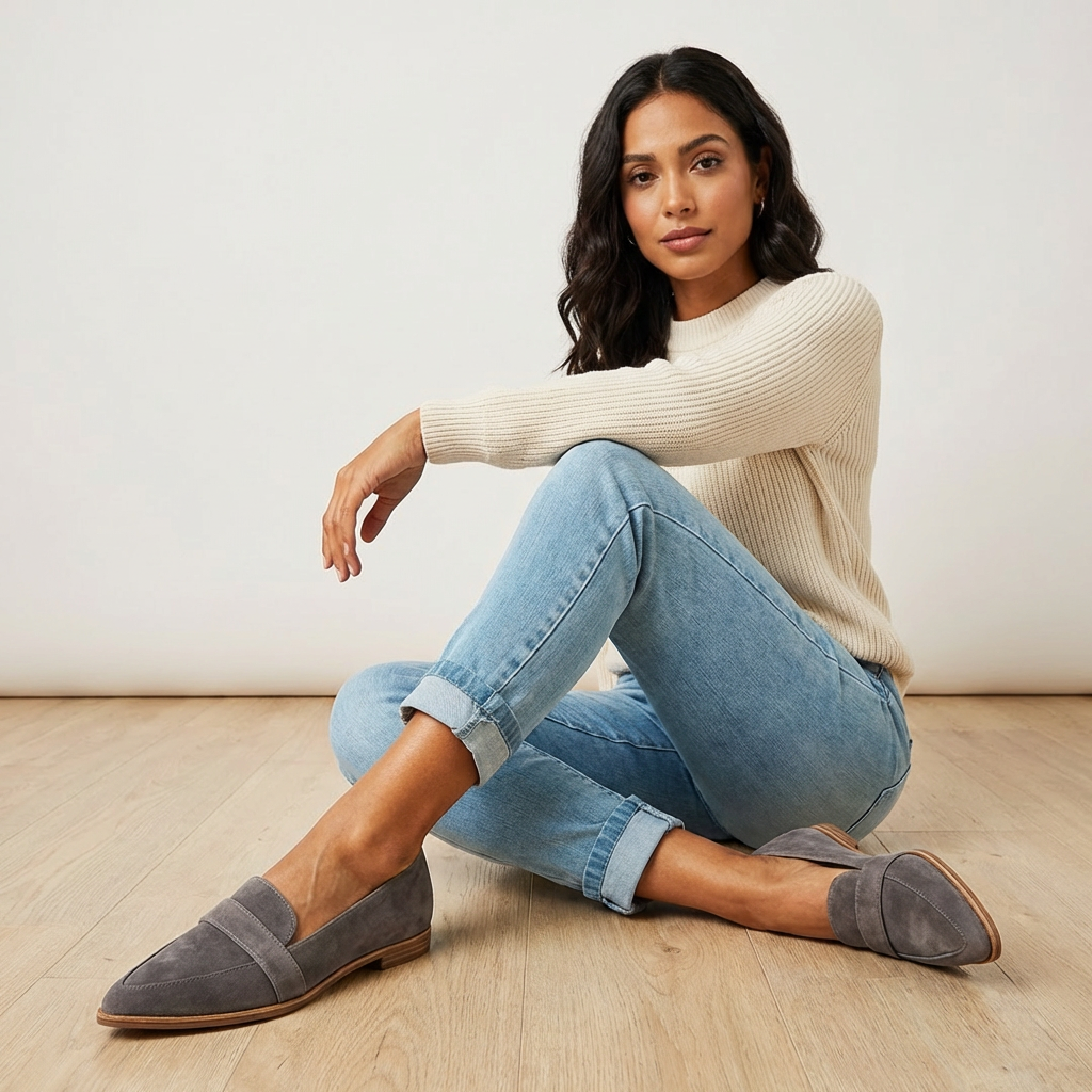 Stilvolle Wildleder-Look Damen Loafer – Elira