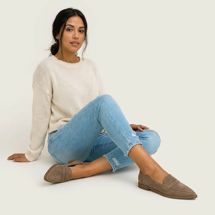 Stilvolle Wildleder-Look Damen Loafer – Elira