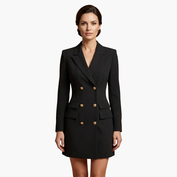 Damen Blazer Kleid mit doppelter Knopfleiste und Revers