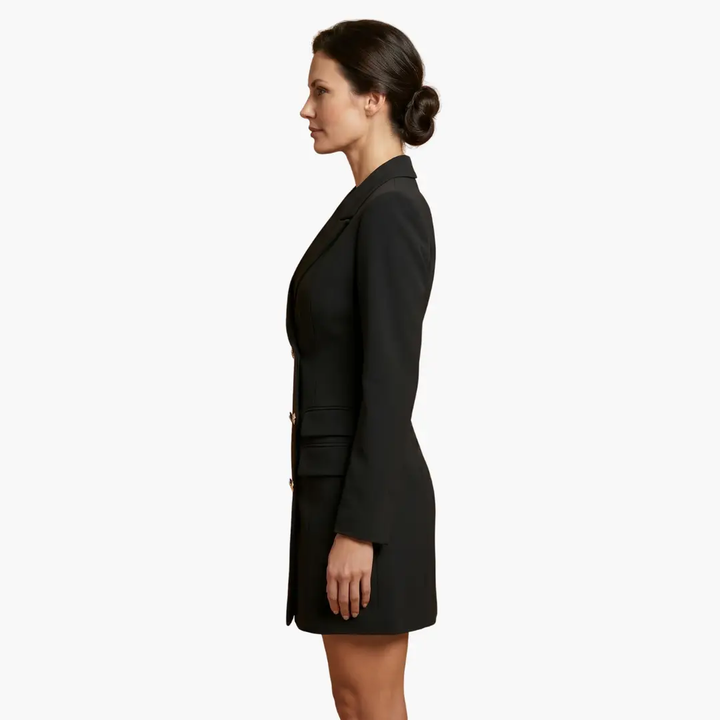 Damen Blazer Kleid mit doppelter Knopfleiste und Revers