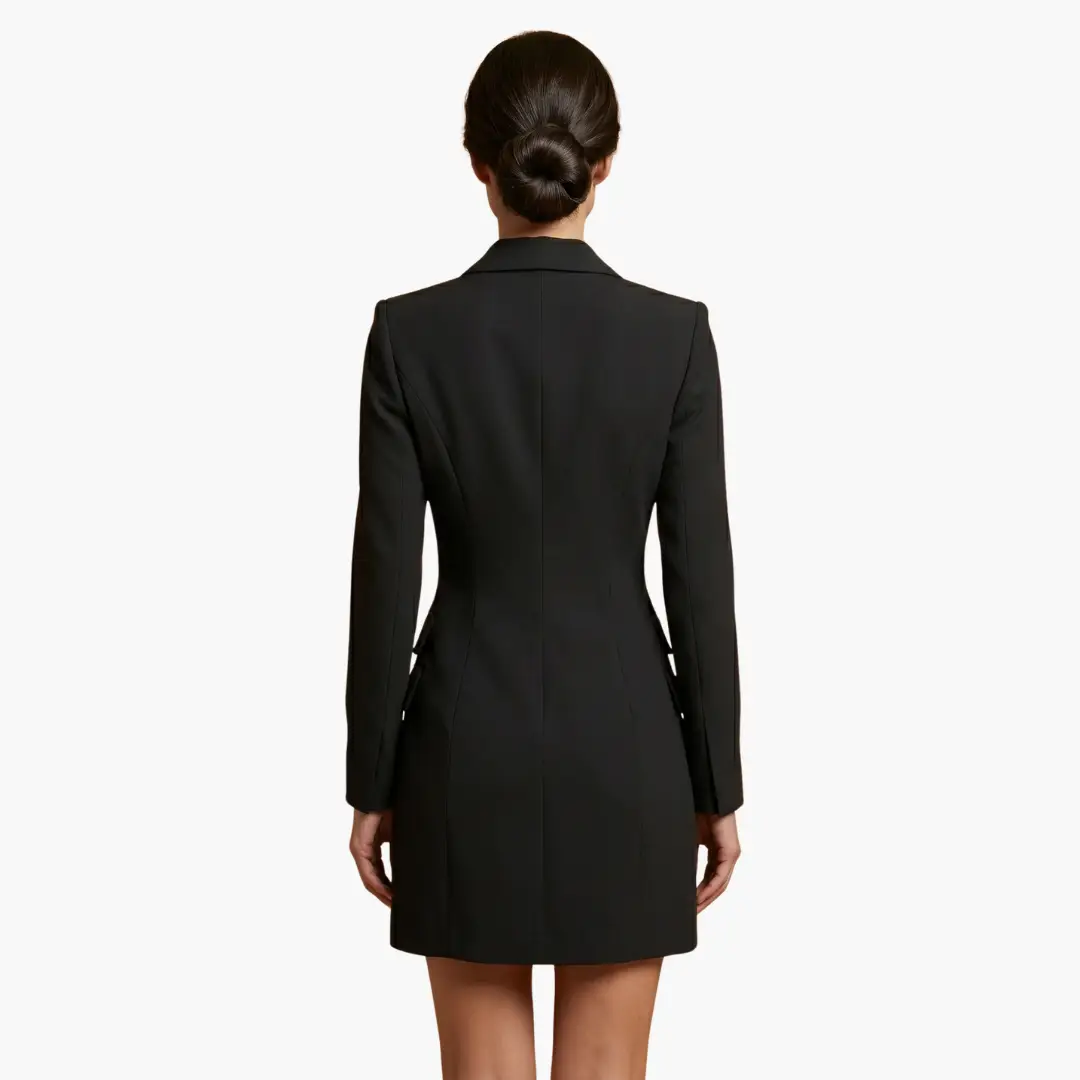 Damen Blazer Kleid mit doppelter Knopfleiste und Revers