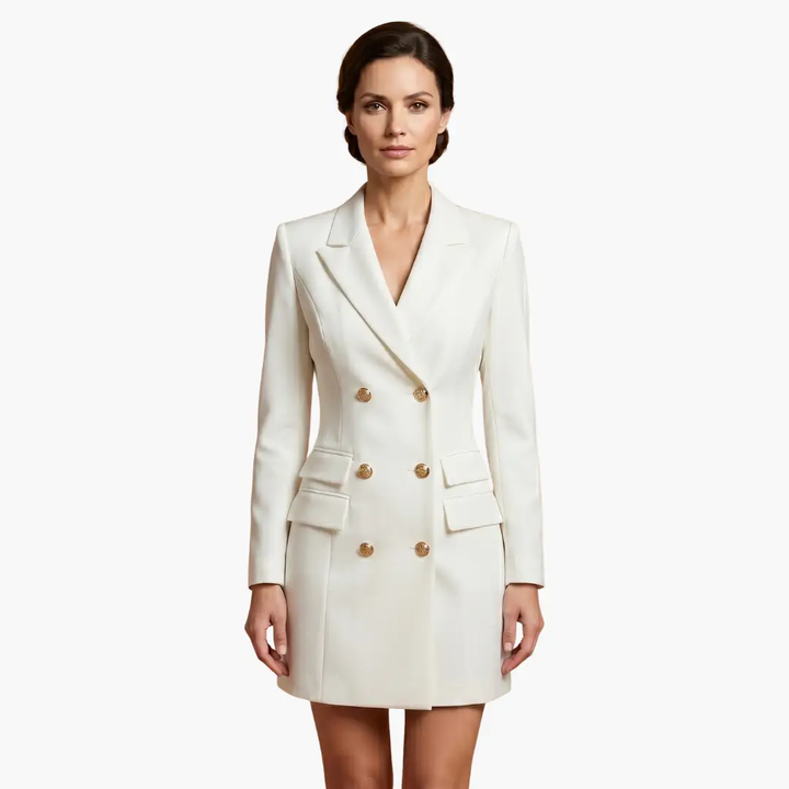 Damen Blazer Kleid mit doppelter Knopfleiste und Revers