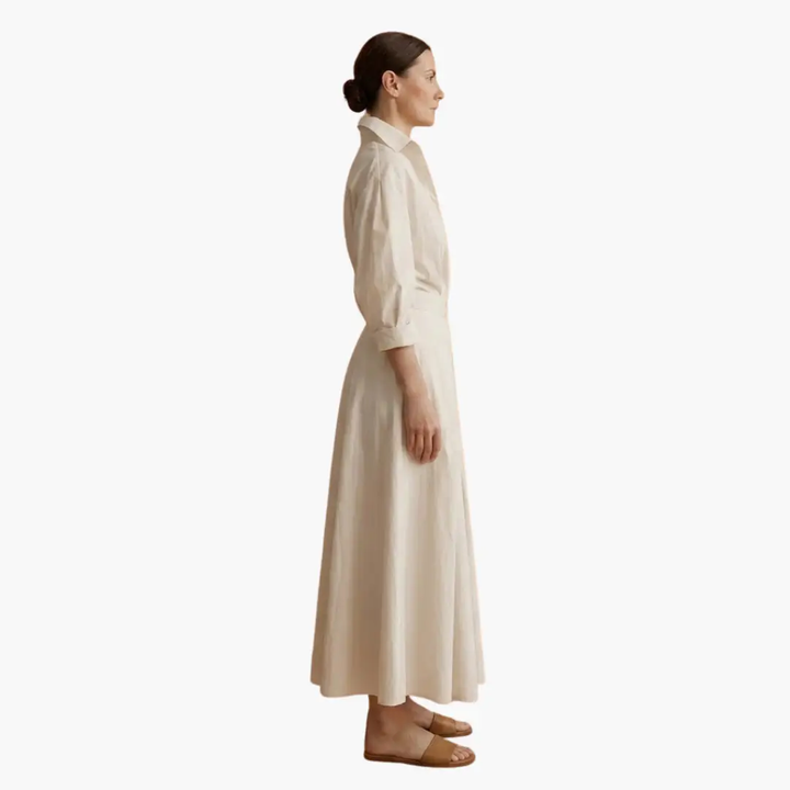 Damen Langarmhemdkleid mit Taillendetail und Knopfleiste