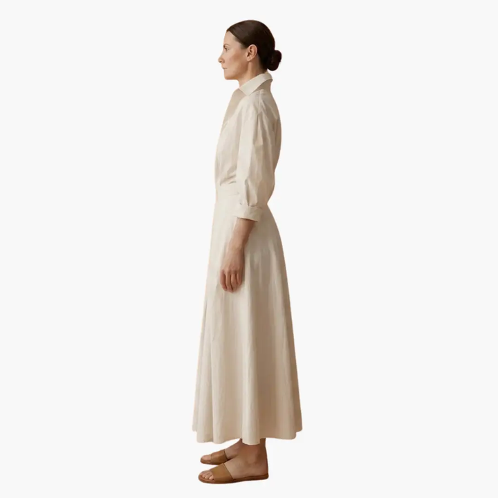 Damen Langarmhemdkleid mit Taillendetail und Knopfleiste