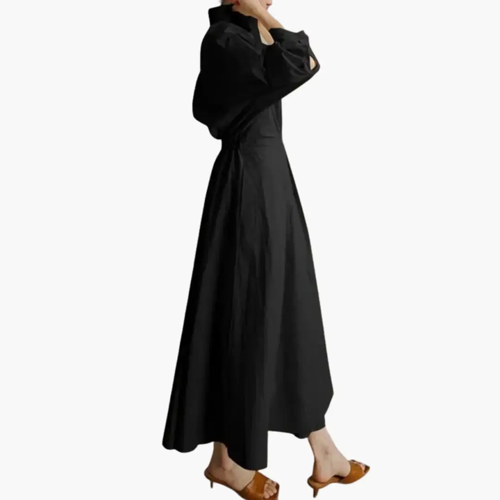 Damen Langarmhemdkleid mit Taillendetail und Knopfleiste