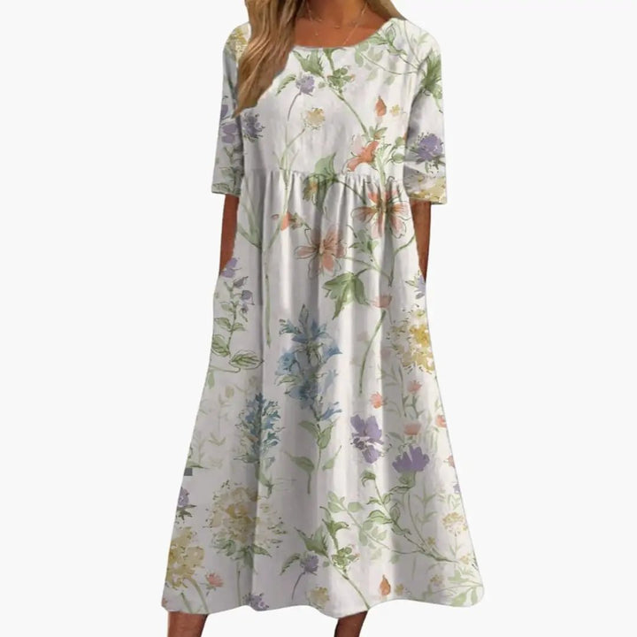 Damen Bedrucktes Midi-Kleid Kurzarm Lockere Passform Sommerkleid