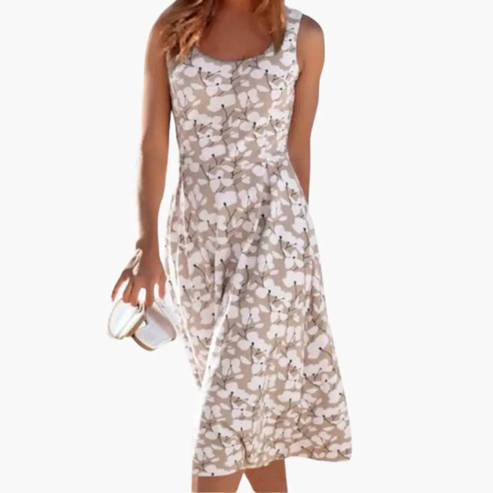 Damen Rundhals Blumen Kleid