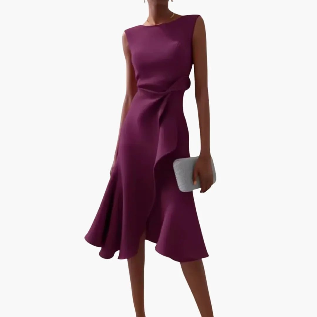 Ärmelloses Midi-Kleid für Frauen mit asymmetrischem Saum